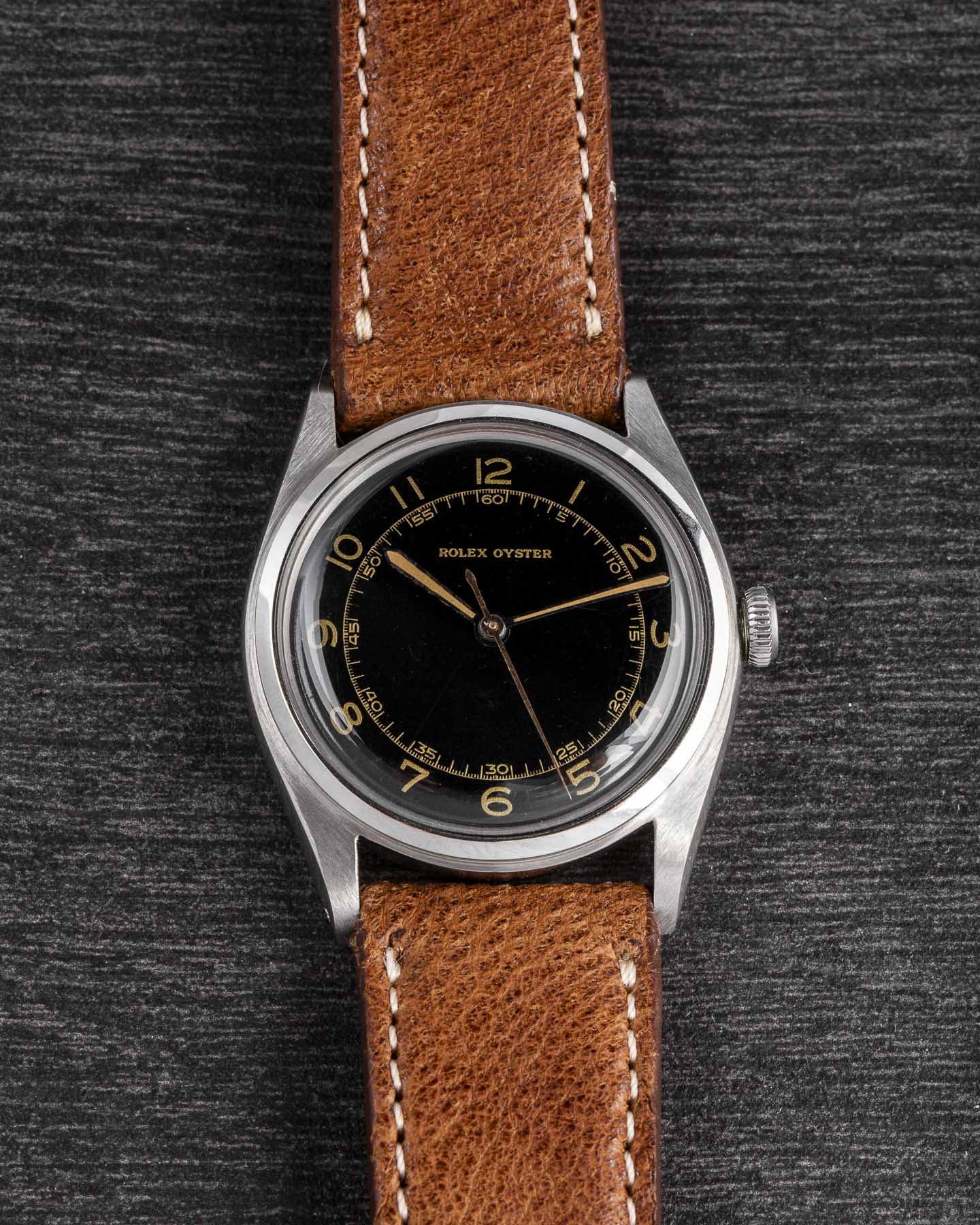 Rolex Oyster 34mm Black Gilt Dial 1940’s