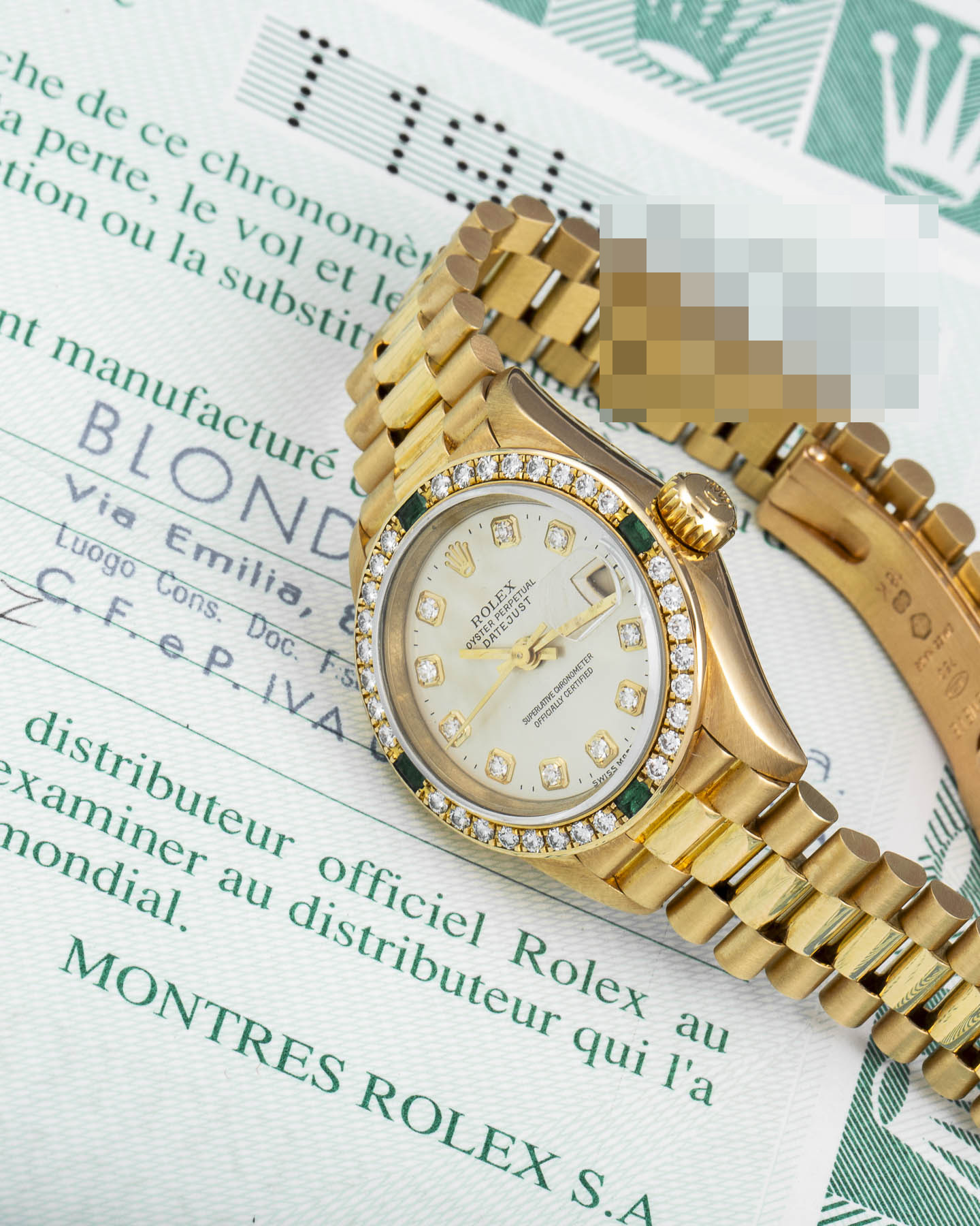 Rolex Datejust Lady 69078 18KT Diamond Emerald Bezel
